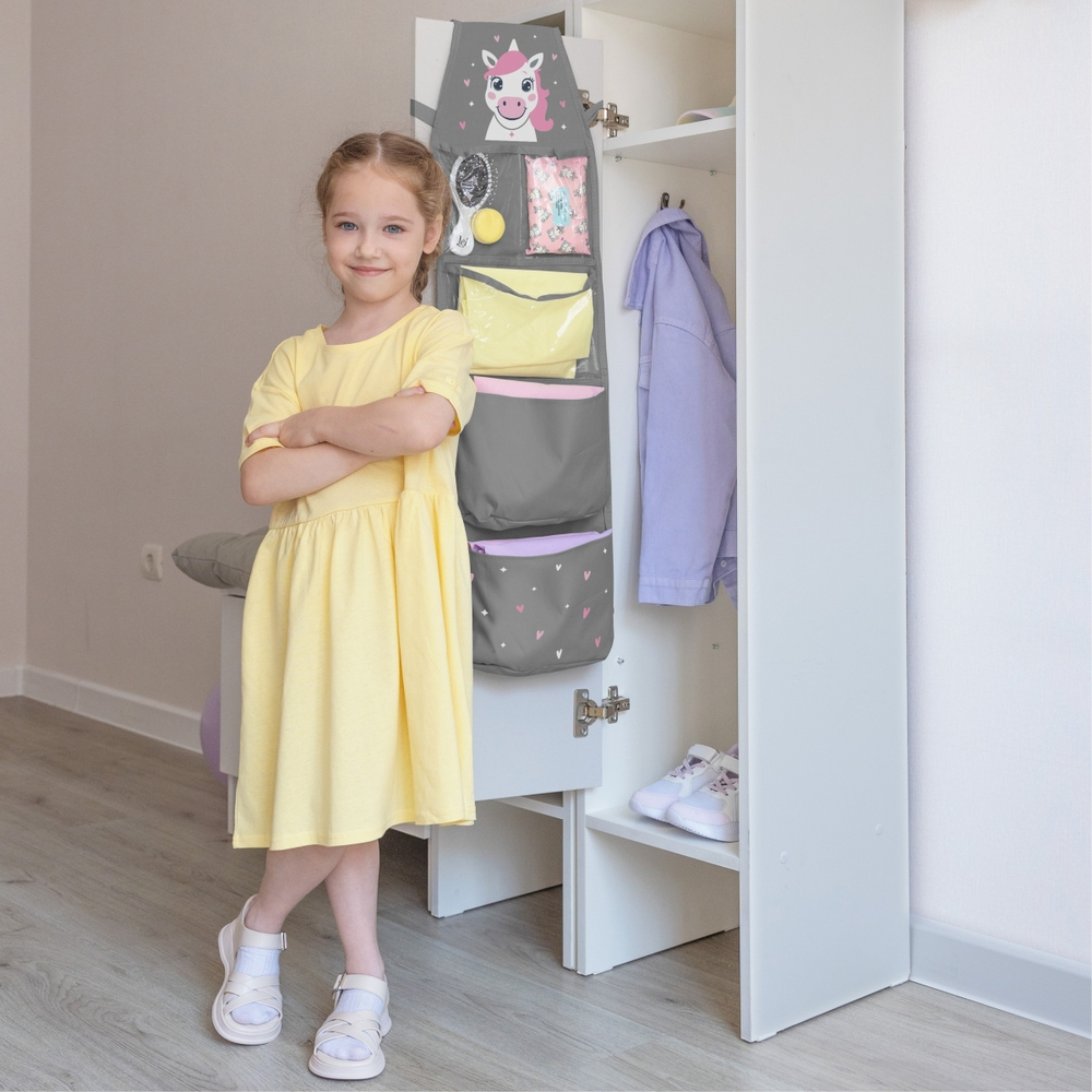 Кармашки для детского сада на резинке. Единорожек