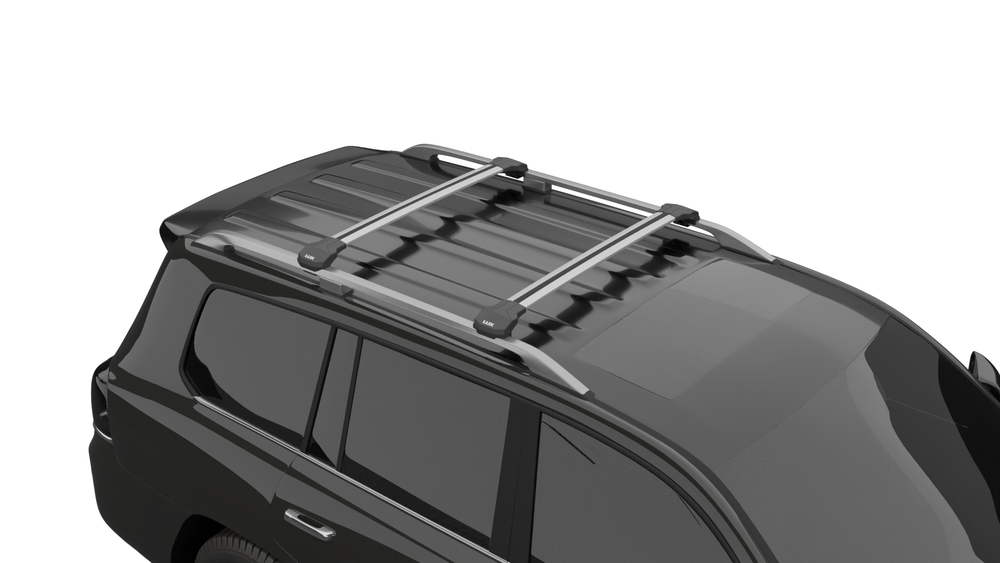 Багажник на рейлинги для Subaru Outback IV универсал (2010-2014) LUX CONDOR, с замком, серебро, арт.606961+607074