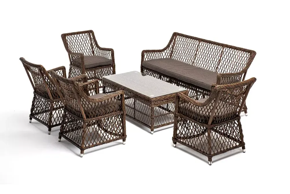 "Асти" лаунж-зона из искусственного ротанга на 6 персоны, цвет коричневый