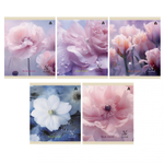 Тетрадь 36 л., А5, клетка, Alingar "Нежный букет", скрепка, офсет, мелованная бумага, 5 дизайнов в пленке т/у