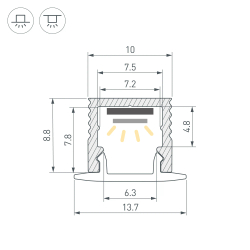 Профиль SL-MINI-10-3000 ANOD (Arlight, Алюминий) 064305
