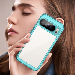 Прозрачный чехол для Google Pixel 10 Pro XL, мягкие усиленные рамки бирюзового цвета