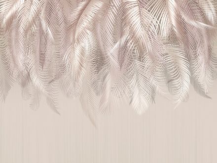 Фотообои Свисающие листья пальм бежевые (Ширина 4,15 м)