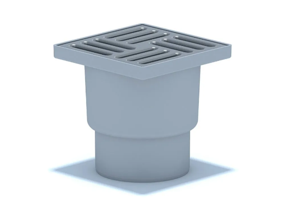 Трап СУХОЙ TQ1212 верт. спуском 110, нерж. реш. 150х150 (АНИ пласт)