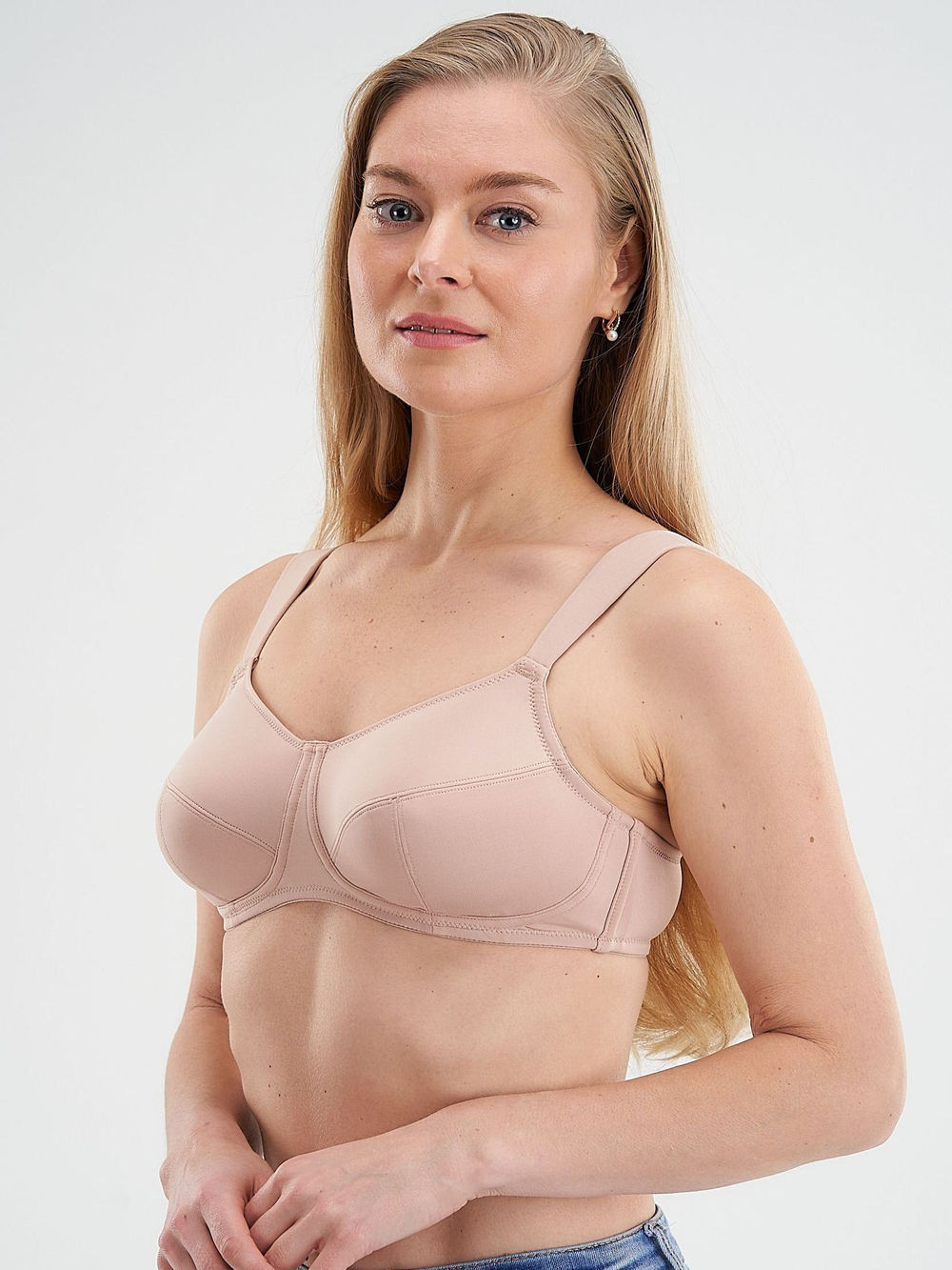 Бюстгальтер ортопедический для фиксации экзопротезов после мастэктомии Amoena Silvia бежевый, р.80D