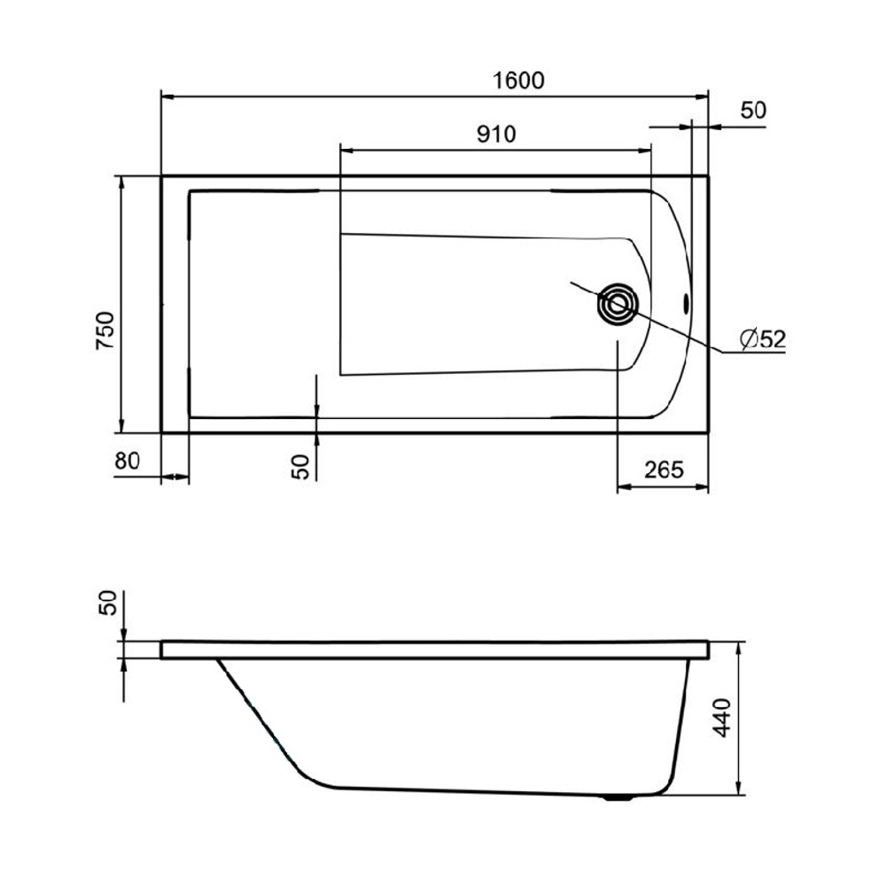 Ванна акриловая Santek Фиджи 160х75 пристенная (1.WH50.1.597)