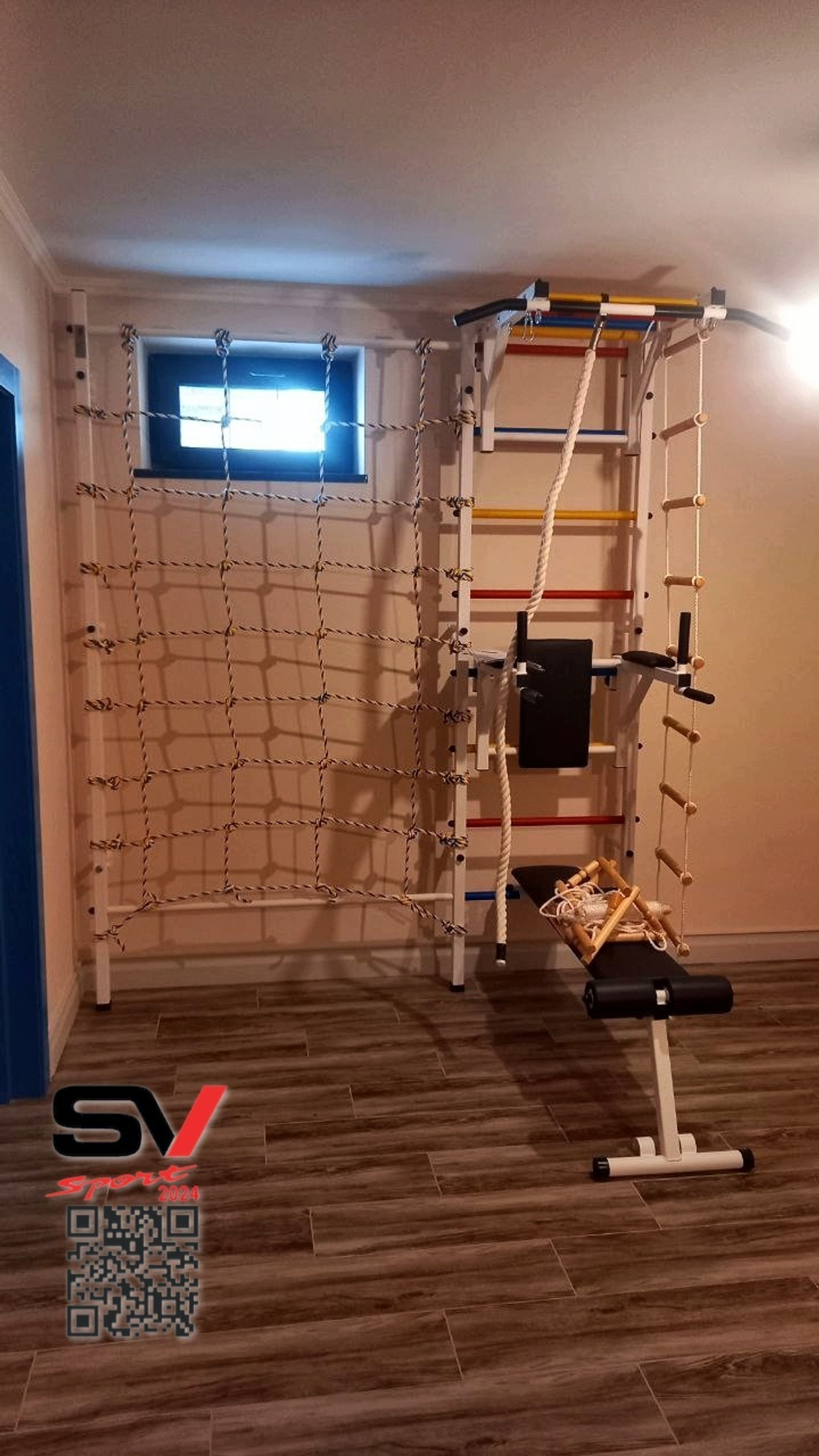 Монтаж шведской стенки Sv Sport с канатным лазом в пеноблочные, газоблочные стены