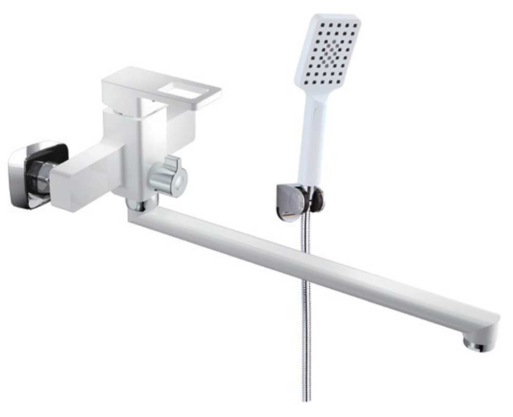Смеситель для ванны V353541-F однорычажный, длинный, белый