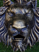 Кованый элемент Лев литой, патина золотая бронза 45х42 (15 см), вес 7 кг. Ручная работа