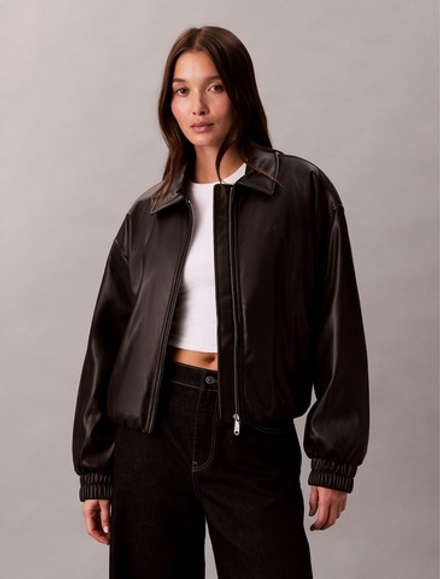Бомбер Calvin Klein Faux Leather Insulated Black