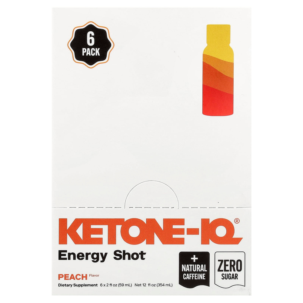Ketone-IQ, Energy Shot, персик, 6 флаконов по 59 мл (2 жидк. унции)