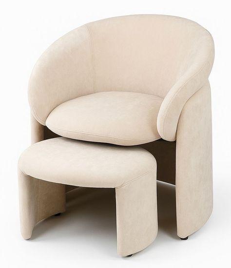 Кресло+оттоманка HUG AT5139-09 Св. бежевый, ткань/каркас металл в обивке AT5139-09