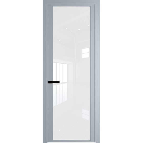 Алюминиевая дверь 2AGP серебро стекло белый триплекс