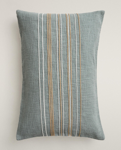 Zara Home наволочка декоративная из хлопка, бирюзовый, в полоску, 40x60 см