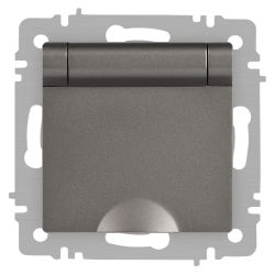 Розетка Intro Accent 6-203-09 с заземлением 2P+E Schuko с крышкой 16А-250В IP20 СУ AL/CU титан