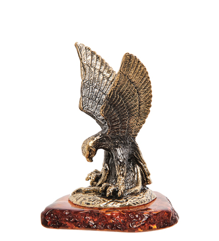 Народные промыслы AM-1241 Фигурка «Орел со змеёй» (латунь, янтарь)