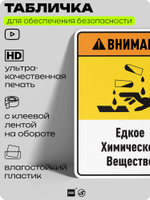 Табличка для обеспечения безопасности "Внимание едкое химическое вещество", для производства, предприятия, организаций, 40х30 см, Silver Plane x Айдентика Технолоджи