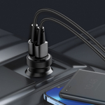 Автомобильное зарядное устройство Crystal USB A + USB-C, PD, QC 3.0, 30Вт, прозрачный, черный
