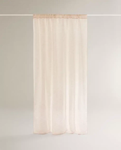 ZARA HOME ШТОРА ИЗ ПОЛУПРОЗРАЧНОЙ ТКАНИ, СВЕТЛО-БЕЖЕВЫЙ