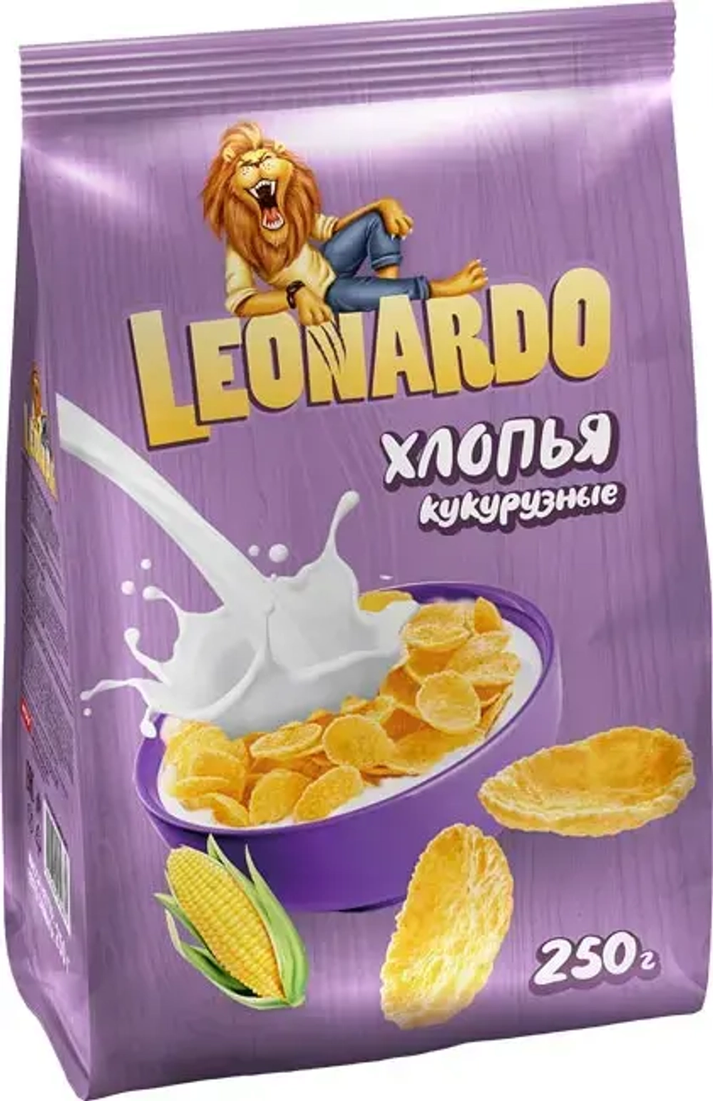Завтрак готовый LEONARDO Хлопья кукурузные (Пак) 250г