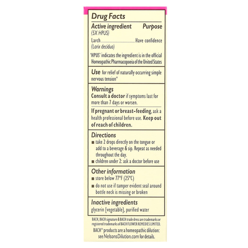 Bach, Original Flower Remedies, лиственница, 10 мл (0,35 жидк. унции)