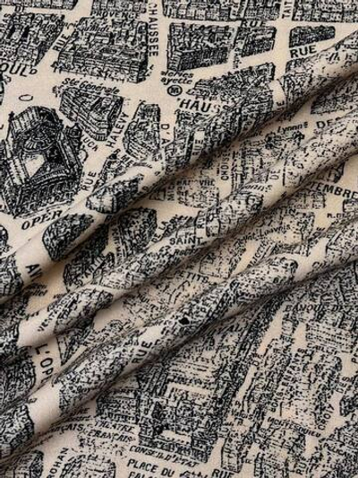 Вискоза с шерстью Dior кремовая с картой Парижа