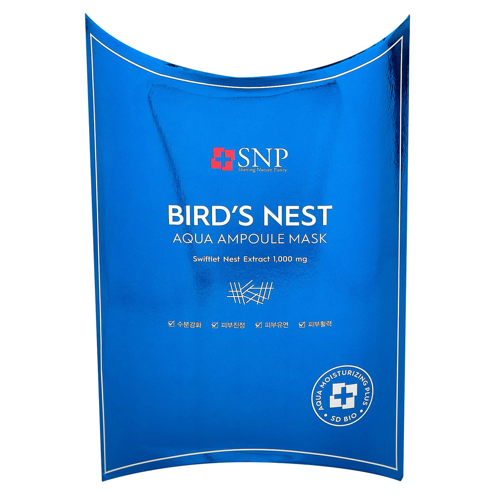 SNP, Bird's Nest, Aqua Ampoule Beauty Mask, 10 листовых масок, 25 мл (0,84 жидк. унц.)
