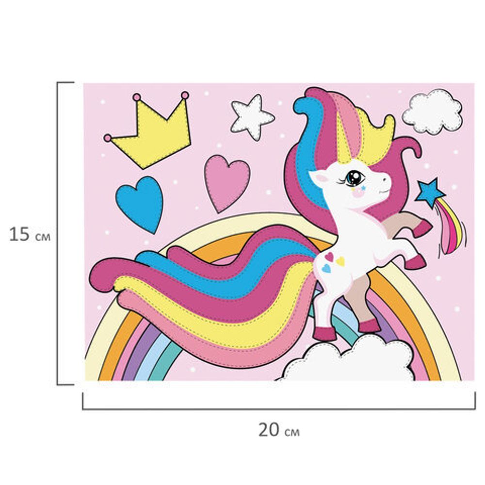 Набор для творчества "Аппликация из фольги", "Пони", самоклеящаяся основа 20х15 см, ЮНЛАНДИЯ, 662384