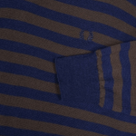 Винтажный джемпер Fred Perry с v-вырезом в полоску приятных тонов, L