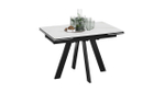 Стол кухонный обеденный раздвижной Черный муар/Керамика матовая белый мрамор 120(180)х80х77 см