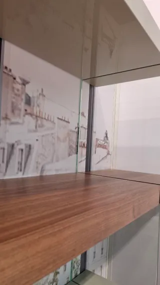 Стеллаж Mysen, 180х140 см, орех, стекло