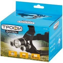 Фонарь налобный светодиодный Трофи GA-106 аккумуляторный 4 режима трехламповый High Power Headla | Налобные фонари