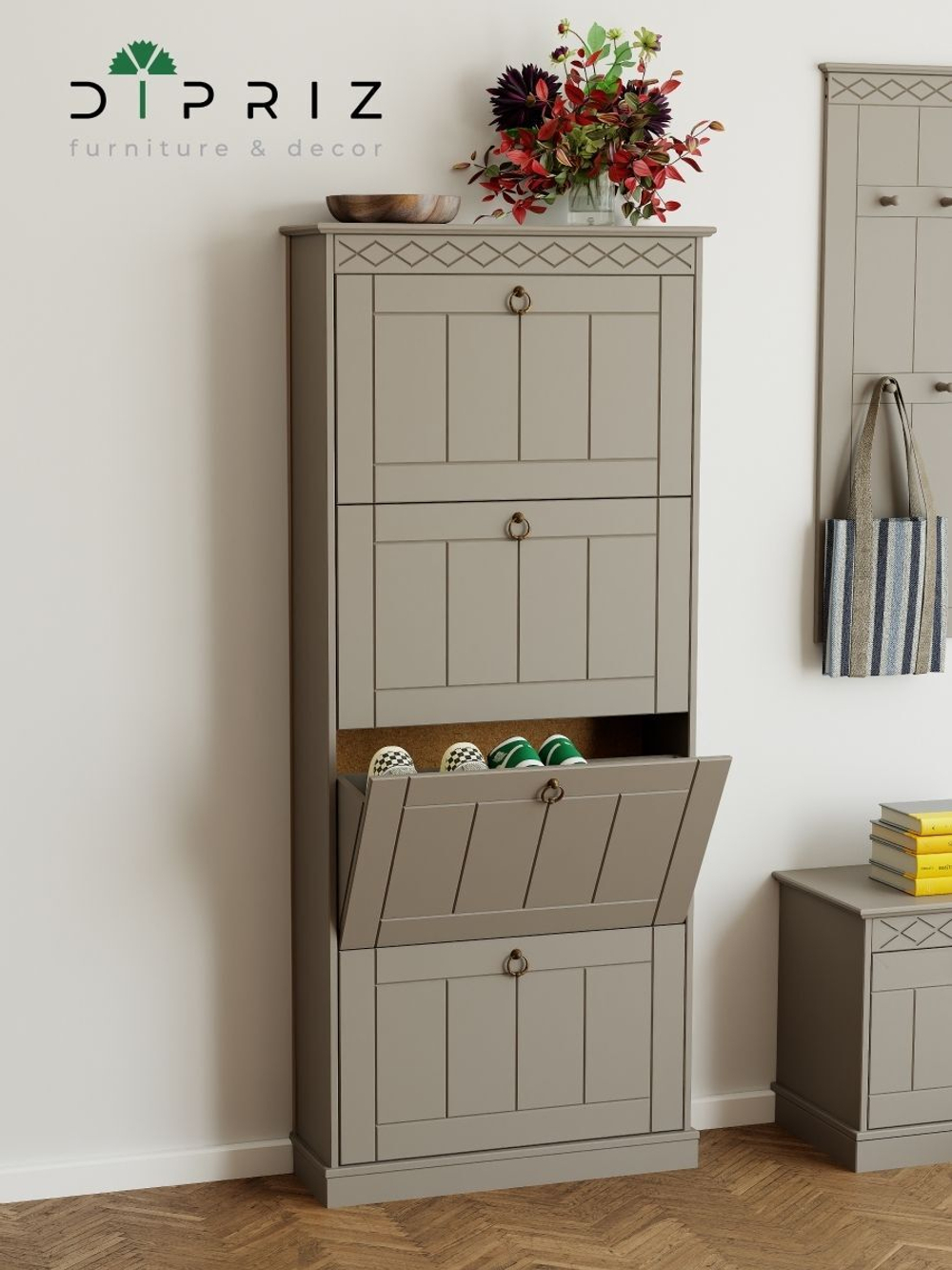 Обувница Индра серая из МДФ