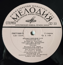 Винтажная виниловая пластинка LP Сборник Музыка Народов СССР Music Of The Peoples Of The USSR (СССР 1980)