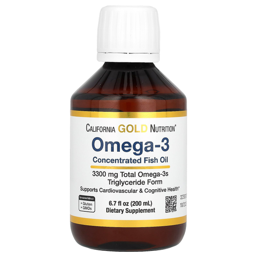 California Gold Nutrition, Oslomega®, норвежский рыбий жир с омега-3 повышенной силы действия, натуральный лимонный вкус, 200 мл (6,7 жидк. унции)