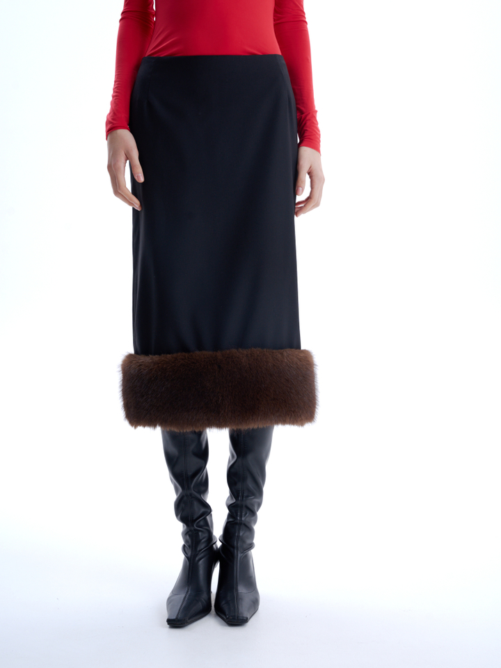 Юбка карандаш с мехом
