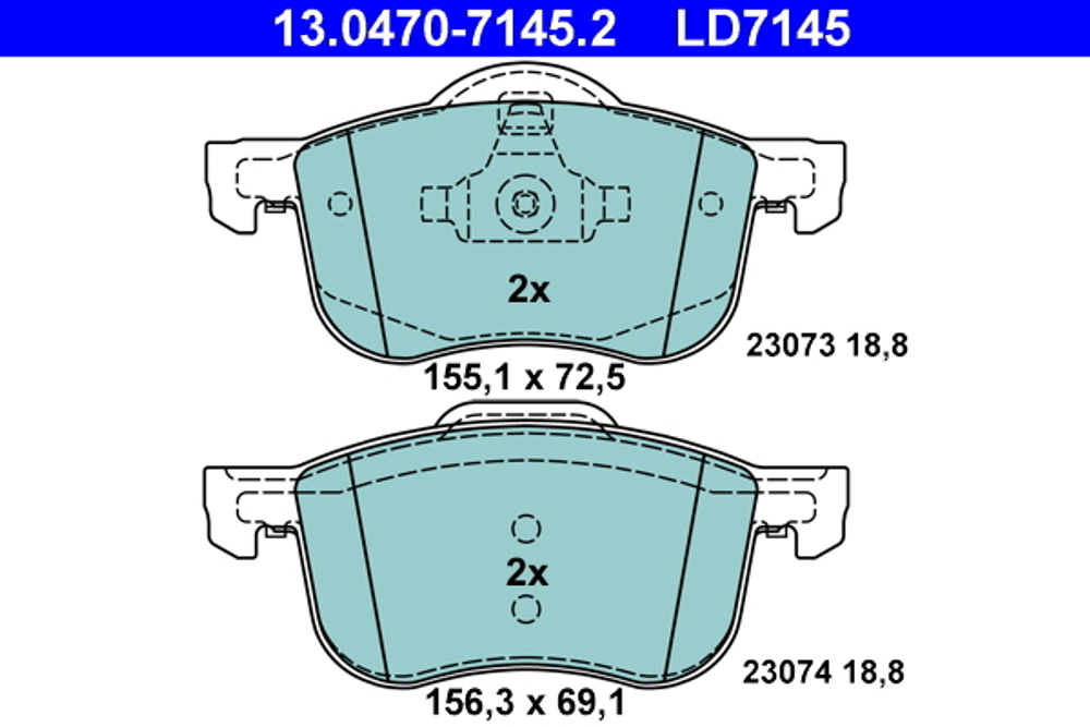 ATE - 13047071452-ATE - Brake Pad Set, disc brake