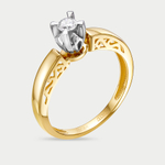 Помолвочное кольцо женское из желтого золота 585 пробы с бриллиантом (арт. 01-00301-06-001-01-01)