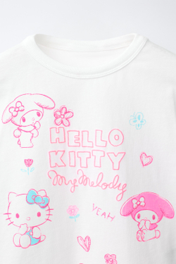 ZARA ФУТБОЛКА С ВЫШИВКОЙ HELLO KITTY ©, БЕЛЫЙ