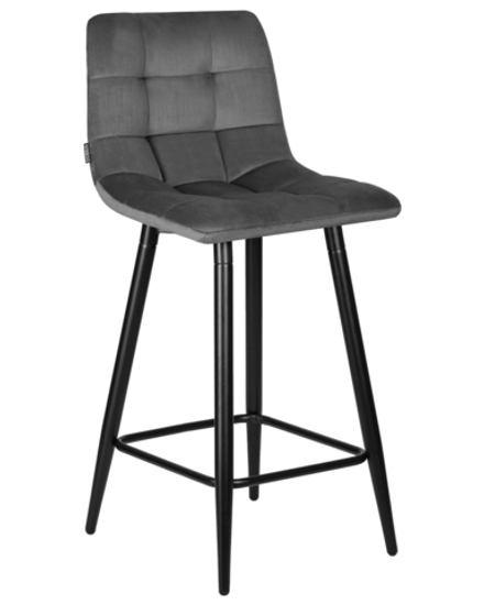 Стул полубарный DOBRIN OLIVIA, черные матовые ножки, темно-серый велюр (108-91)