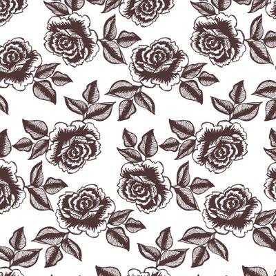 Роза с листьями монотонная графика