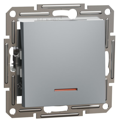 ВЫКЛЮЧАТЕЛЬ 1-КЛАВИША С ПОДСВЕТКОЙ СТАЛЬ ASFORA /SCHNEIDER/