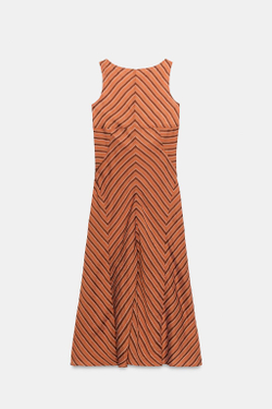 ZARA ПЛАТЬЕ МИДИ С ОТКРЫТОЙ СПИНОЙ В ПОЛОСКУ, ПОЛОСКИ