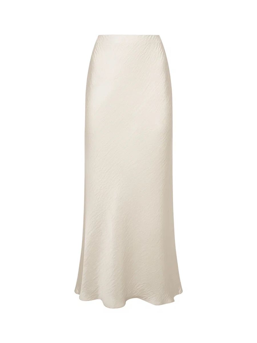 Юбка из шелка косого кроя макси кремовая