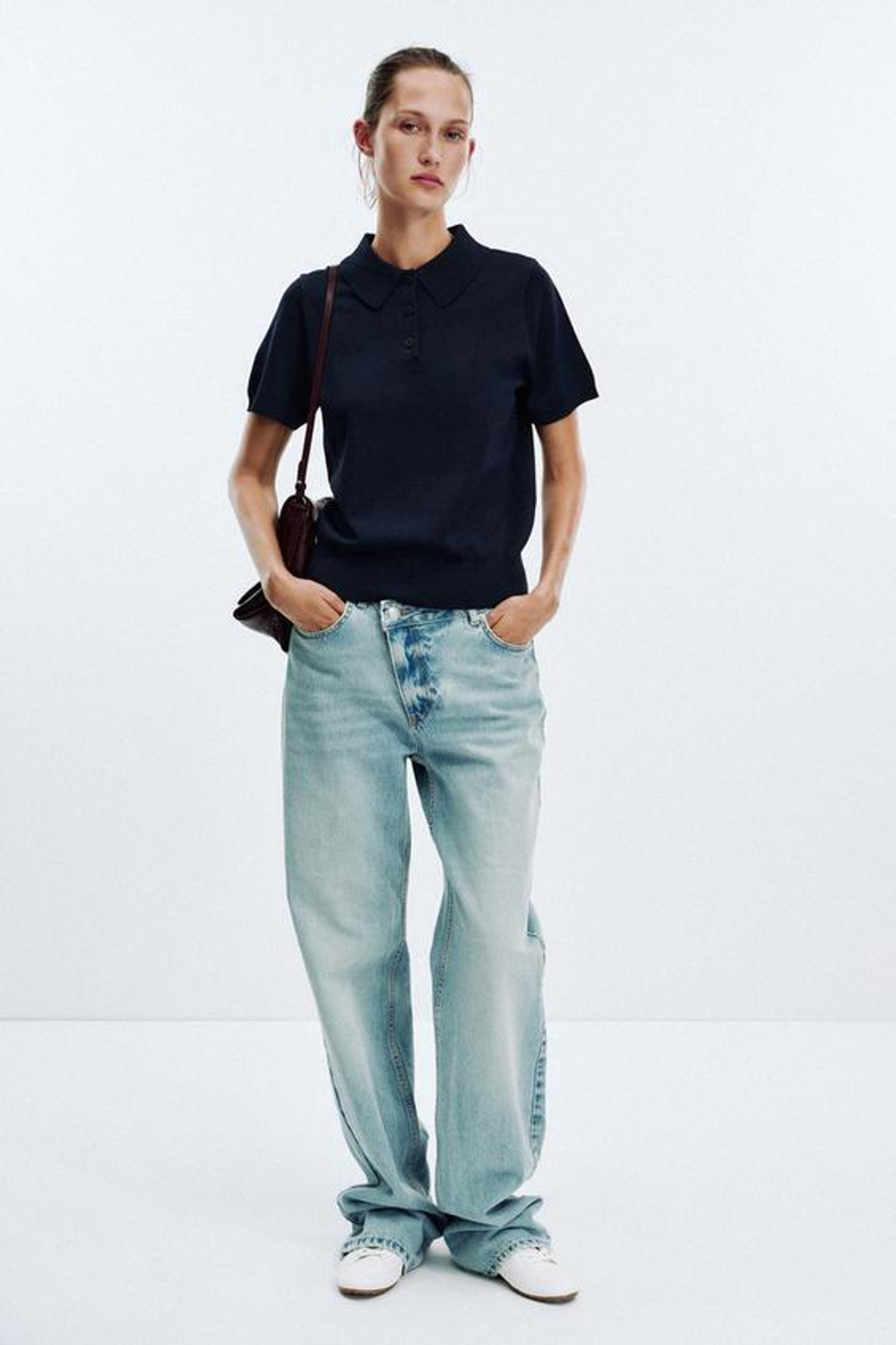 ZARA СУМКА-КЛАТЧ С РУЧКОЙ, БОРДОВО-КРАСНЫЙ