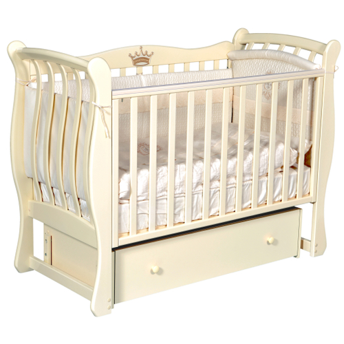 Детская кроватка Luiza (3) (изогнутые боковые спинки, универсальный маятник, закрытый ящик)