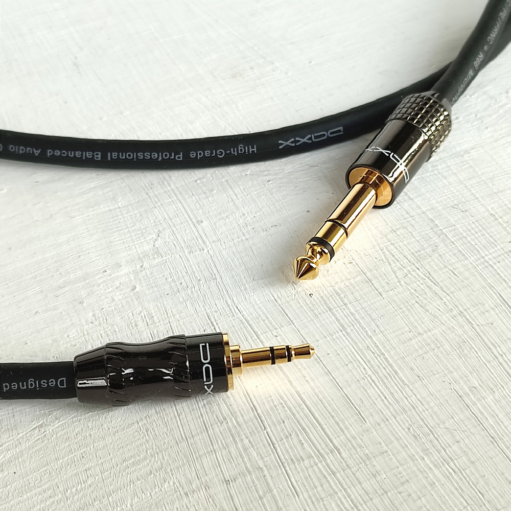 DAXX X66 Аудио кабель-переходник Jack3.5mm-Jack6.3mm из бескислородной меди 2x0.5mm2 D=6mm