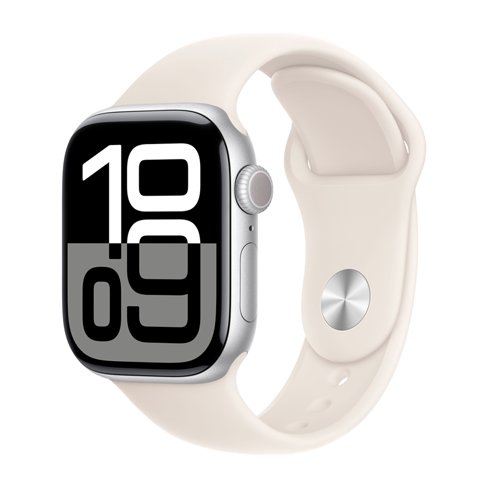 Умные часы Apple Watch Series 10 GPS, 42mm, Silver Aluminium Case with Sport Band M/L, Starlight (Серебристый)