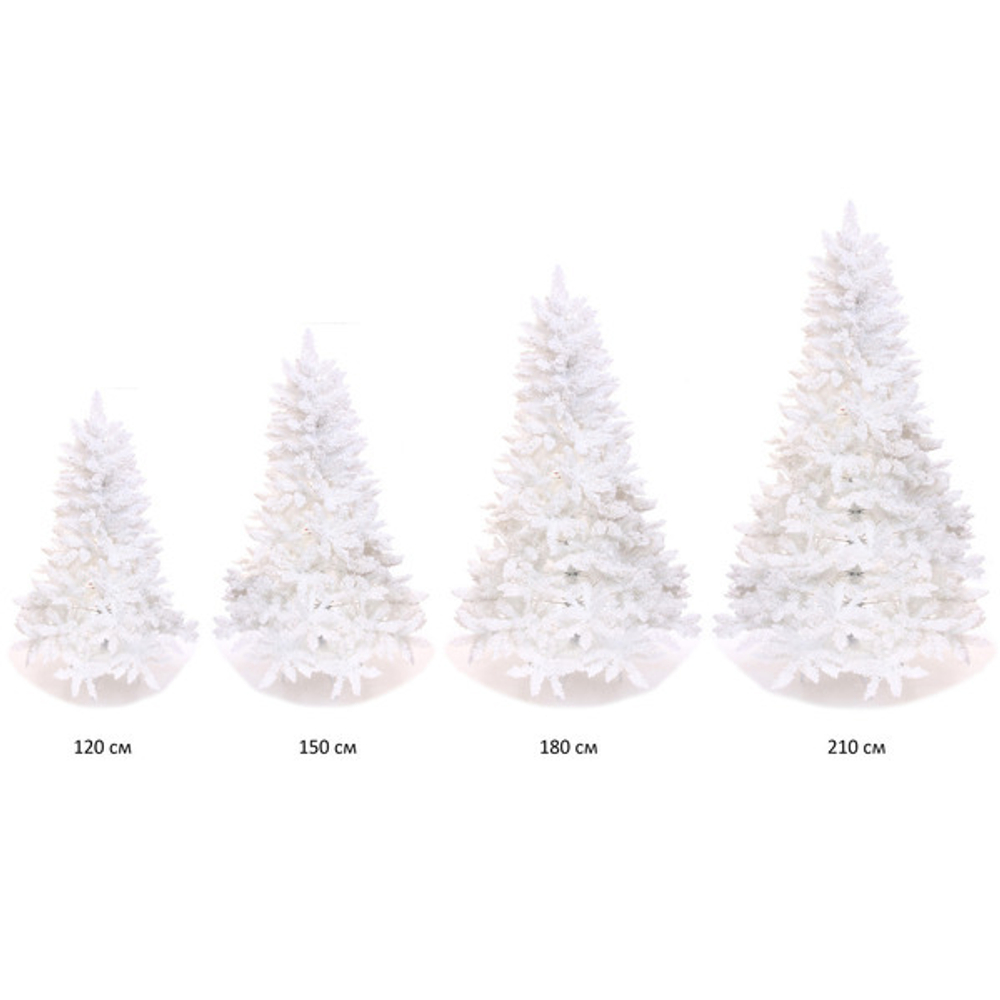 Ёлка «Звон вьюги» 180 см, ПВХ (786 веток), белый иней, Белый