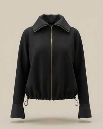 Джемпер свободного силуэта с акцентными рукавами из Джерси